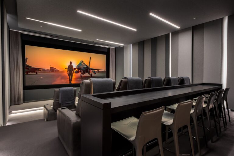 A view from behind a luxury theater to see the high screen resolution.